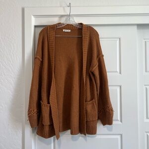 Cozy Burnt Orange Knit Cardigan Sweater